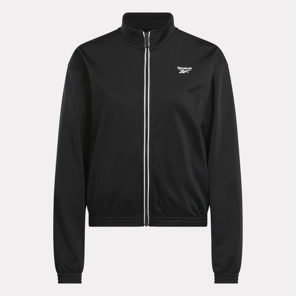 Reebok Womens Banded Logo Tricot Long Sleeve Track Jacket Black Size L NWT - Picture 6 of 6